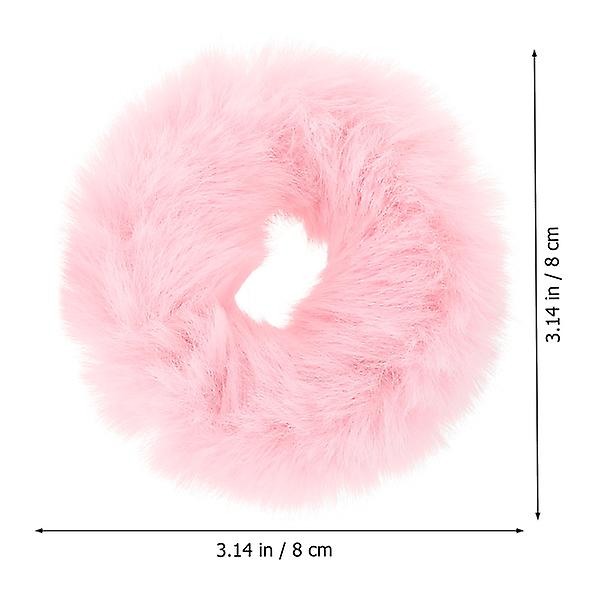 2 kpl Poninhäntäpidikettä, Pehmeä Karvainen Hiusrengas, Tekoturkis Hiusnauha, Elastinen Hiuspidike, Vaaleanpunainen 8X8X3.5CM Pink 8X8X3.5CM