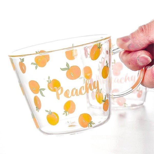 500ml Glasmjölkkrus med skala, honungspersika-design - gul