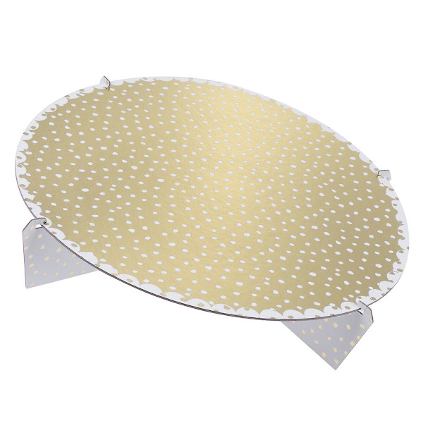 Enkeltlags Kage Stativ Stribet Mønster Pap Cupcakes Bakke Snack Opbevaring Stativ Display Stativ (grøn)Golden30x30x6cm Golden 30x30x6cm