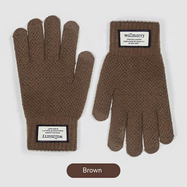 Vinterhandsker Touchscreen Dobbeltlags Elastisk Termisk Strikket Foring Varme Handsker til Koldt Vejr coffee cloth label touch screen Male/Young Student