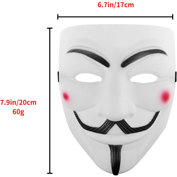 Hacker Maske V for Vendetta Maske til Børn Kvinder Mænd Halloween Cosplay Kostume Sort 10 stk