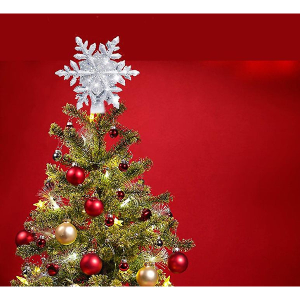 Stjerne juletre, 3d Snowflake Led projektorlampe, juletre topper, innendørs utendørs juletre dekorasjon