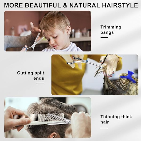 Hårklippesaks og tyndingssaks, Professionelle rustfrit stål barbersaks med skarpe blade, Ergonomiske frisørsaks