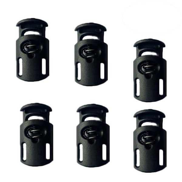 500 stk. Plastik Enkelt Hul Fjeder Stop Tøj Teltsnor Toggle String Cord Låse EndBl Black 500pcs