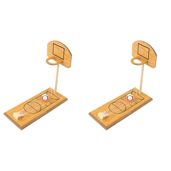 3-pack Trä Basketbollspel Mini Bordsspel Bärbar Resa Kontors Spelset Inomhus Utomhus Kul 2pcs 24X10CM