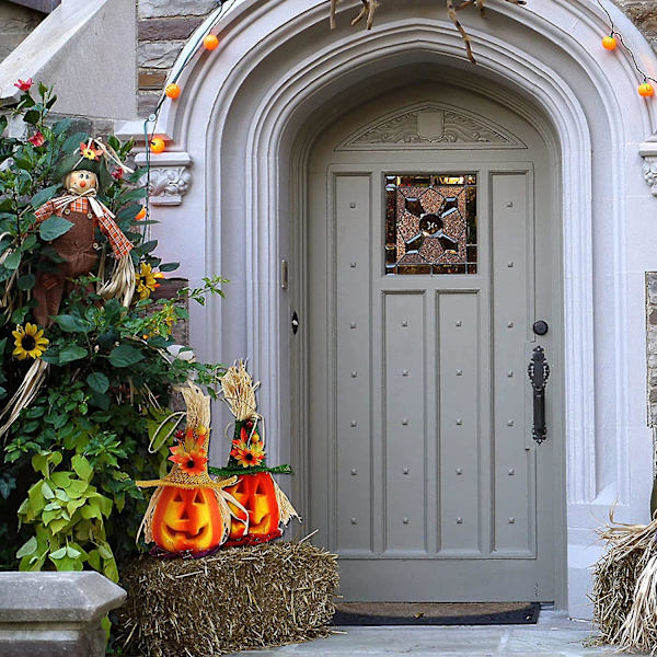 2 kpl Halloween-vaahtopumppu-lyhty Jack Pumpkin vilkkuvat lyhtyvalot koristeet Spukhaus koristeelliset rekvisiitat puutarhakoristeet Halloween-juhlatarvikkeet