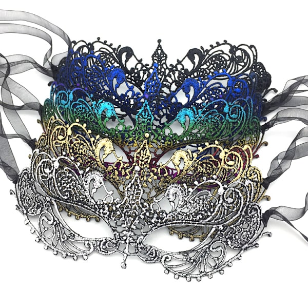 5 stycken spetsmaskar för maskerad, damer, spetsmask för kvällsparty, bal, möhippa och kostymer