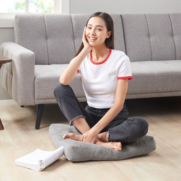 Degrees of Comfort Meditation Golvdyna, Kvadratiska Stora Kuddar Sittplatser för Vuxna, Grå Stoppade Sammet Kuddar för Utomhus Yoga