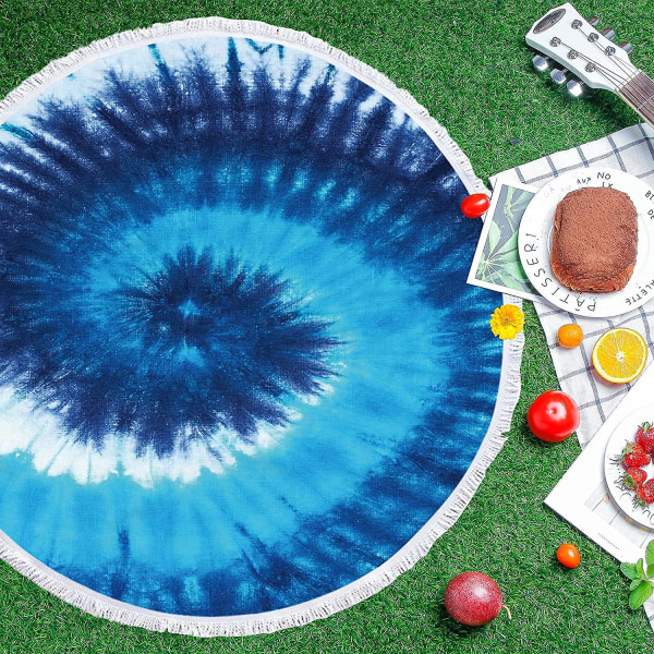 Rundt batik strandhåndklæde, regnbuefarvegradient mikrofiber, superabsorberende, til rejser, pool, udendørs - 150 cm, rundt strandhåndklæde(z2)