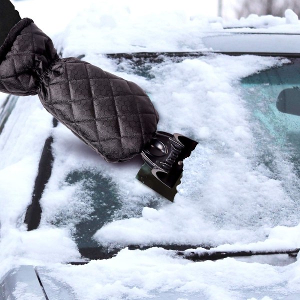 Jääkaavin autoon vedenpitävällä hansikasvuorauksella paksulla fleece-vuorauksella liukuestävällä kahvalla auton tuulilasiin ja ikkunalasiin (musta) 1kpl