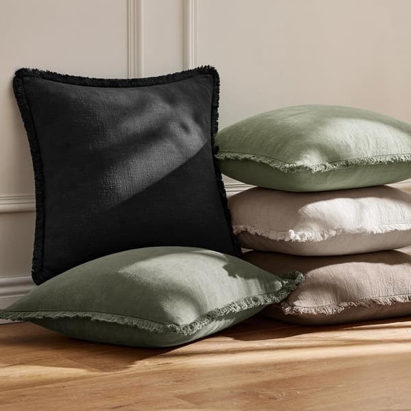 Sæt med 2 Boho Pyntepudebetræk med kvaster, vasket bomuld dekorative pudebetræk til sofa seng stue soveværelse, 18x18 tommer, grøn