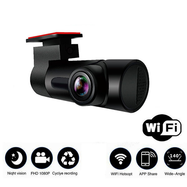 【2022 Ny Version】Full HD 1080P WiFi Bilkamera, Bilkamera utan 140° Vidvinkelskärm, Dash Cam med Loopinspelning, Parkeringsövervakning