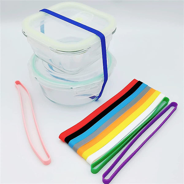 Silikon Gummiband, Planer Elastiska Band Inpackningsband Elastiskt Gummi Färgglada Gummi för Fästning av Böcker Paraplyer Sedlar Pennor (10 st, slumpmässigt