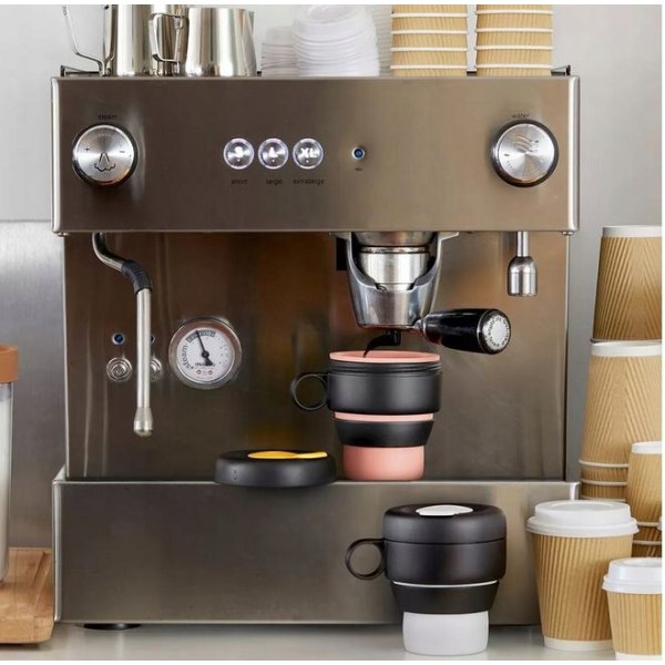 Hopfällbar Silikonkaffekopp Kreativ Bärbar In- och Utfällbar Mugg för Utomhus 450ml Med Lock