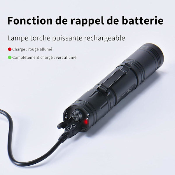 L50 Ultra Kraftful LED Lommelygte, Genopladelig 1200 Lumen Vandtæt Med Hukommelsesfunktion Militær Taktisk Lommelygte, 5 Tilstande, Til Camping, Vandreture