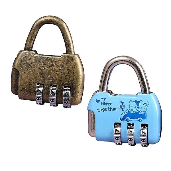 2 kpl Lukot Koodi Matkatavaralukko Matkustuskirjainlukko 3 Numerolukko Matkalaukku Lukko Sininen 4,5X3,5cm Blue 4.5X3.5cm
