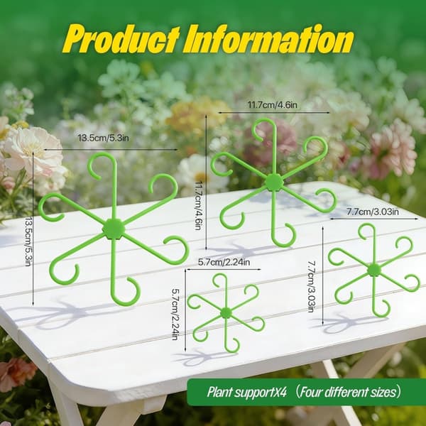 Växtstöd 4-pack, transparenta klätterstöd för inomhus- och utomhusväxter, tomat, ros, monstera, murgröna, osynlig blomhållare