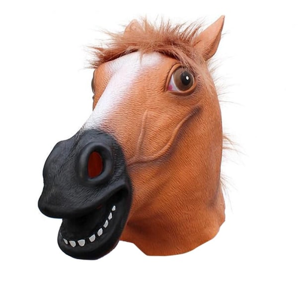 (Brun) Hest Dyrehoved Latexmaske til Halloweenfest