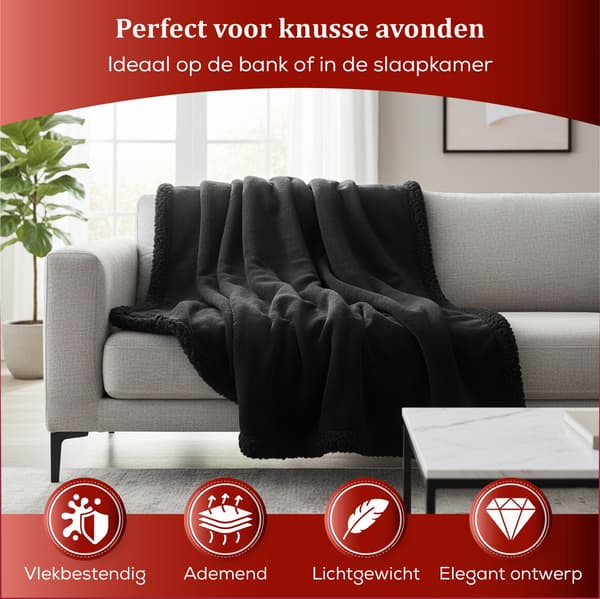 Vandtæt Intimt Tæppe 100x145 cm Blødt Vaskbart Sherpa Fleece Kærlighedstæppe til Seng og Sofa, Sort, til Par Dateaftener og Massage