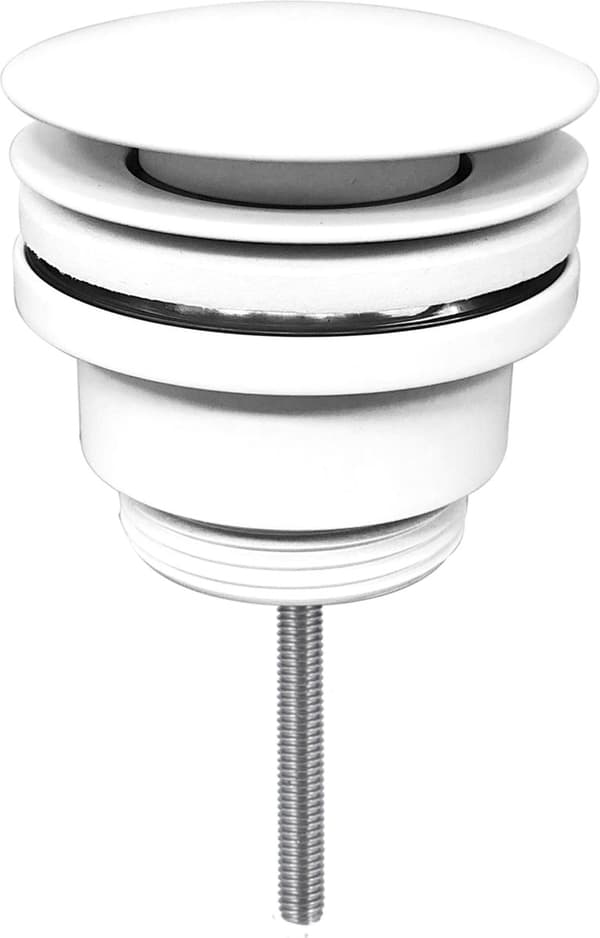 Differnz Design Messing Afløbsprop med Prop til Badeværelsesvask, Drej for at Lukke, Nem Skrueinstallation, Mat Hvid, 63 mm Diameter