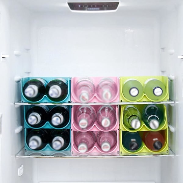 Sett med 3 Kjøleskap Organizer Oppbevaringsboks Fryser Spisekammer Øl Blå Flaske Drikkeoppbevaringsboks