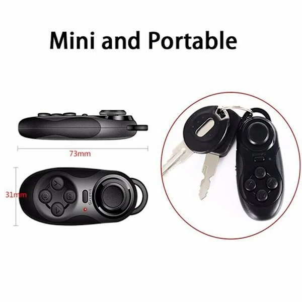 Mini VR Fjernkontroll, Trådløs Bluetooth Spillkontroll, Mobiltelefon Selfie Kamera Lukker, Bla E-bok/PPT/Nook Side, for VR Hodetelefoner