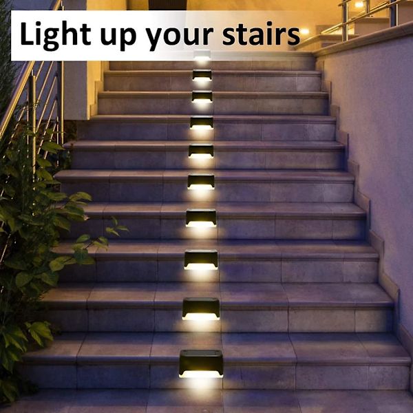 Solbelysning för Utomhus, 1-pack, Vattentäta LED-Solbelysning för Utomhus Patio, Däck, Trappor, Gräsmatta och Uppfart (Varmvit) Ljus