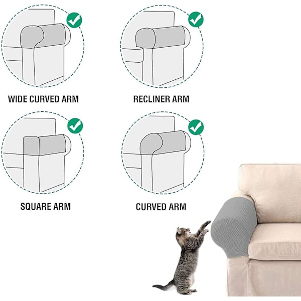 2 stk. Sofa Armdæksler Beskyttere Betræk Armlæn Sofa Armlæn Dæksler Stol Betræk Til Hjem Stue Soveværelse Elastisk Beskyttelse Med 10