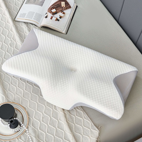 Justerbar Höjd Sovande Cervical Kudde Bekväm Ergonomisk Ortopedisk Långsam Återhämtning Nackskydd Memory Foam Sängkudde*ryy grey 55*33*10cm