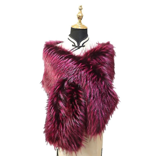 Dame Faux Fur Sjal Fest Faux Fur Krage Fur Wraps For Vinter Bryllup Dekk Opp 160CMFARGE 16 COLOR 16 160CM