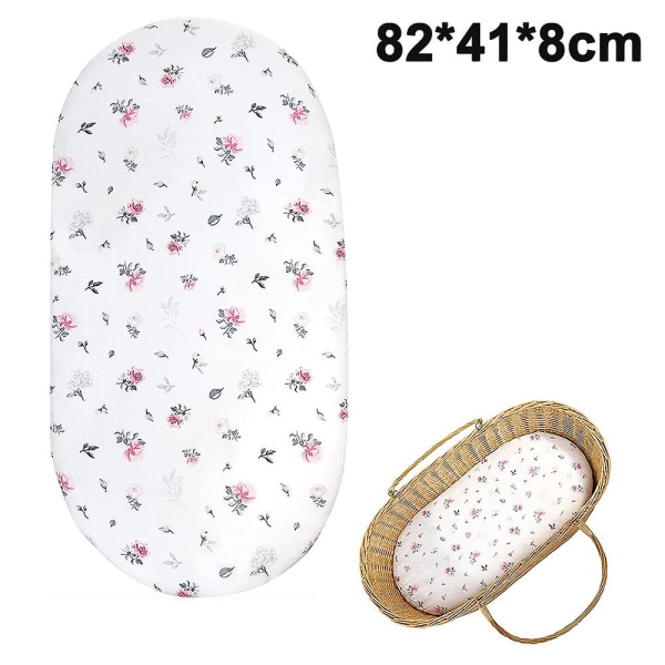 Bassinet Lagen - Strækbar Pasform til Vuggemadras, Til Drenge Piger, Unisex, Ultra Blød Blomster Flowers