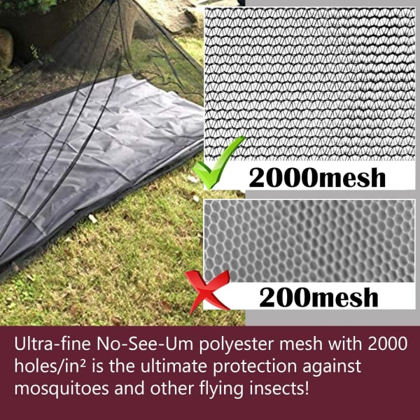 Camping Myggnett Seng Kompakt og Ultralett for Reise, Hull Mesh Netting for Camping og Fotturer, Uten Sovematte