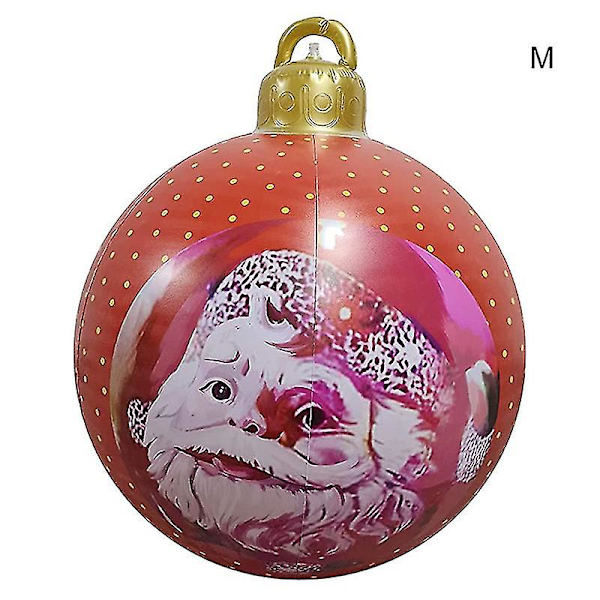 Udendørs Julepynt PVC Oppustelig Dekoreret Bold Med Oppustelig Pumpe 60cm I Diameter Havegård G