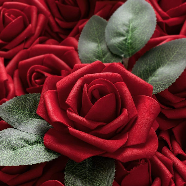 Kunstige Blomster Røde Roser 50 stk Realistiske Kunstige Blomster Skumroser DIY Bryllupsbuketter Senterstykker Babyshowerdekorasjoner
