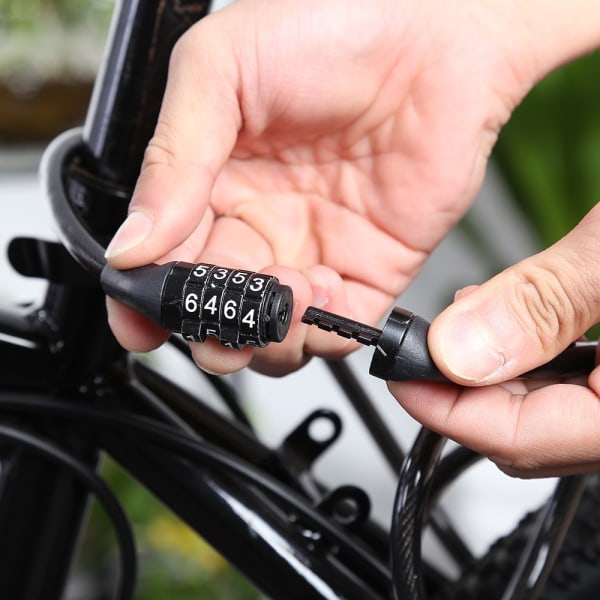Hvid kombinationsslås, stålkabel-lås, firecifret kombinationsslås, tyverisikring til cykler, motorcykler og mountainbikes 60cm