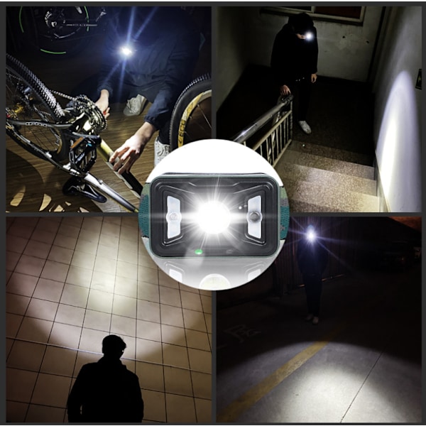 Huvudlampa för utomhusbruk, vattentät, med vågdetektor, för nattcykling, nattfiske, USB-laddning