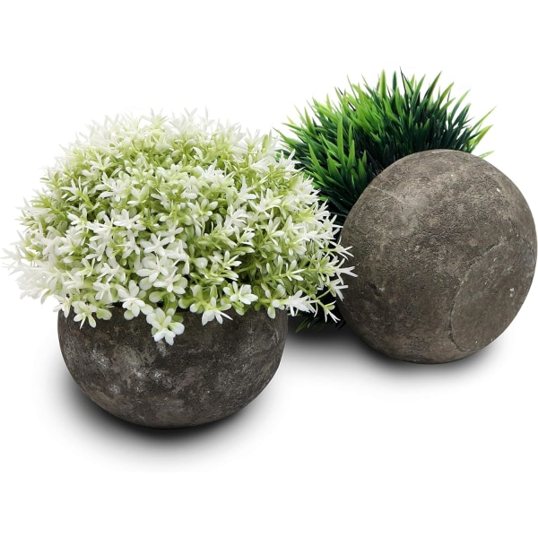 Skrivbordsdekoration plastgrön växt konstgjord blomma set om 4 stycken (lila frukt + grön frukt + vit frukt + grön kort nål