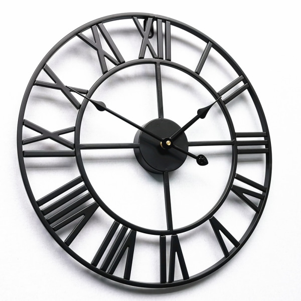 Creative Retro Metal Iron Clock Roman Wall Clock Living Room Decoration Wall Clock (40cm)