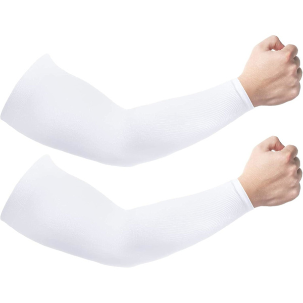 2 Par Solbeskyttende Kølende Armsleeves til Mænd og Kvinder, UPF 50 Armsleeve Hvid White