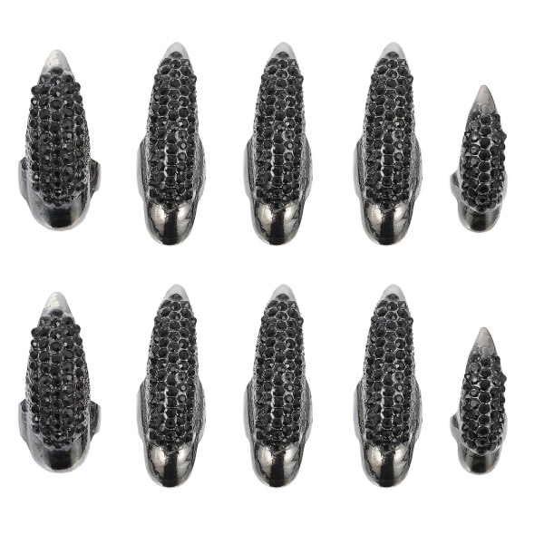 10 stk. Dameringe Negle Ringe Smykker Kvinder Finger Negle Ring Gothic Negle Finger Klo Finger Dekoration RingSort5X2X1.6CM Black 5X2X1.6CM