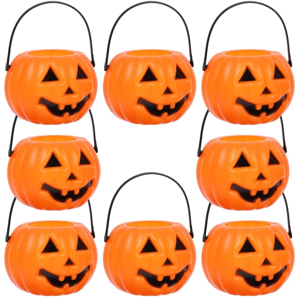 8 kpl Halloween-kurpitsakauhoja Lasten Temppu Vai Herkku -kurpitsakarkkipurkkeja Pöytäkynttilänjalka Kynttilänjalka (oranssi)Oranssi7*5.5*3.5CM Orange 7*5.5*3.5CM