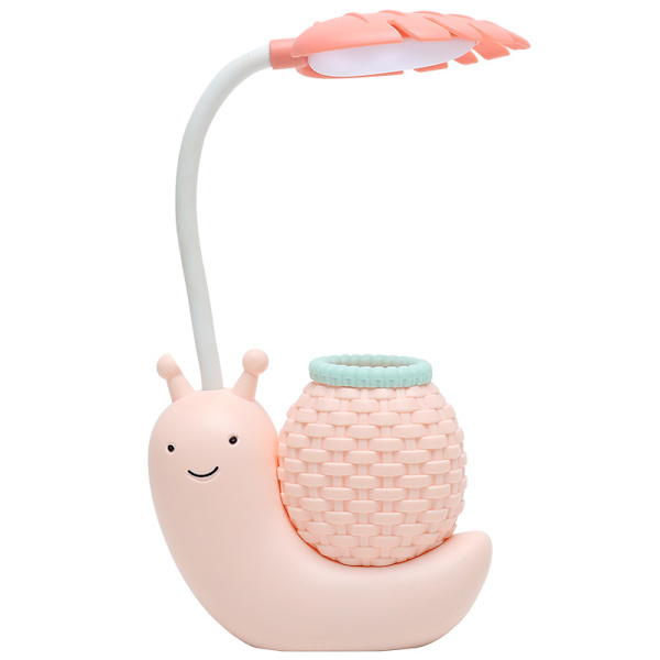 LED skrivebordslampe USB opladning børns læsning øjenbeskyttelse natlys tegneserie snegl