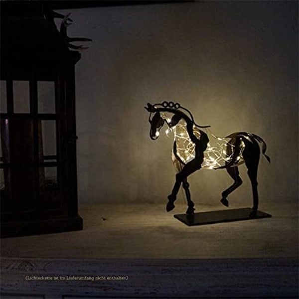 Hest Metall Statue, Gave til Hestesport, Hest Skulptur Metall LED Dyreskulptur Hjem Restaurant Dekorasjon Flytting i Gave brun