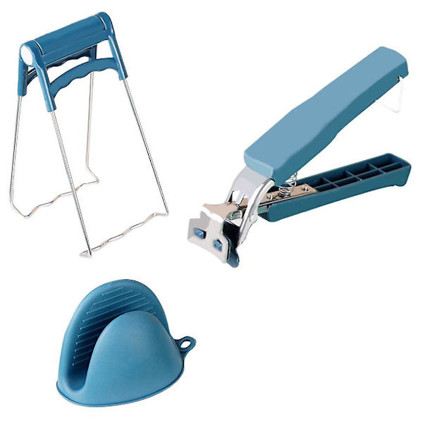 3 stk. Kjøkkenutstyr, Hott Skål Tallerken Klype Griper/Rustfritt Stål Anti-Hott Potte Pan Henter Tang/2 Silikon Potteholder For Å Flytte Hott Plate Eller Skål
