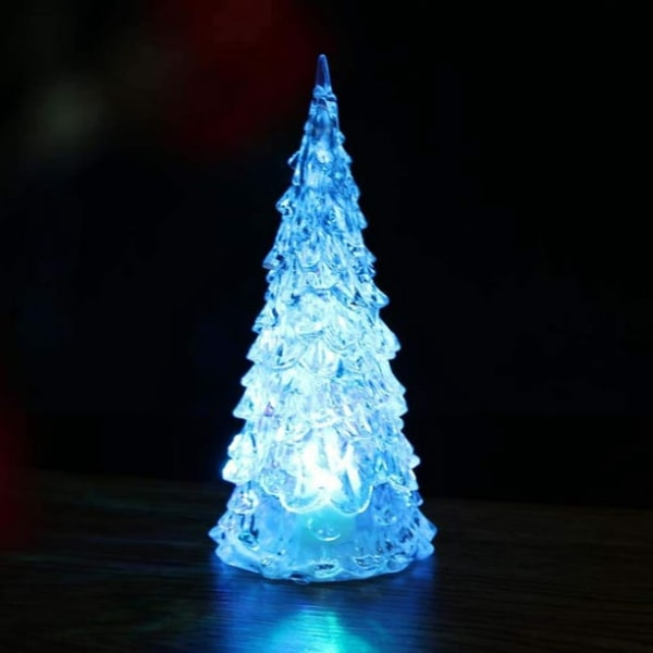 4 stk LED lys op juletræer, mini akryl juletræ lys dekoration til hjemmefest indretning