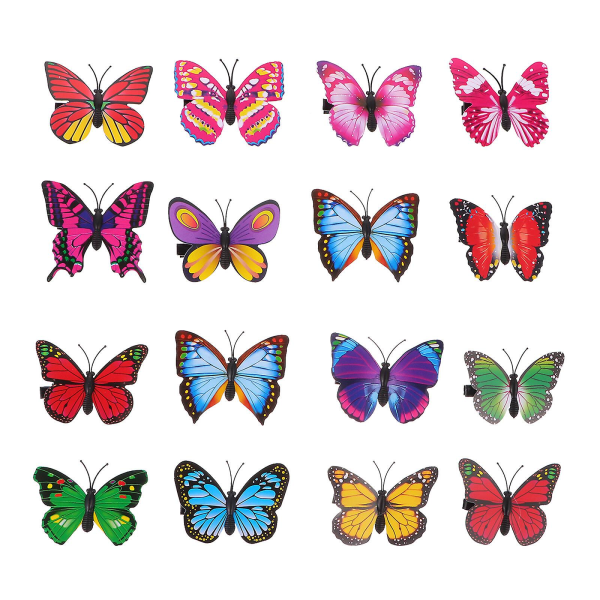 100st Väggdekal Fjärilar 3d-fjärilar Färgglada fjärilar med klämmor Blandad färg6X5CM Assorted Color 6X5CM