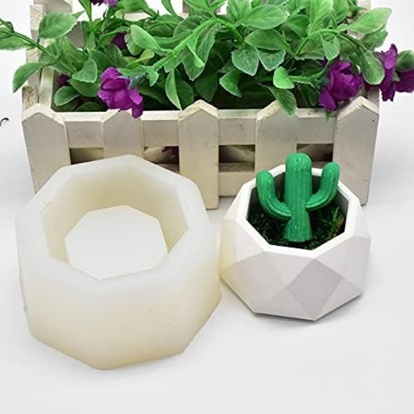 Keramisk Lerform DIY Silikon Sukkulenter Plante Beton Plantepotte Vase Former Håndlavet Håndværk Kage Pizza Gele Mikrobølgeovn og Fryser Form (Diamant)