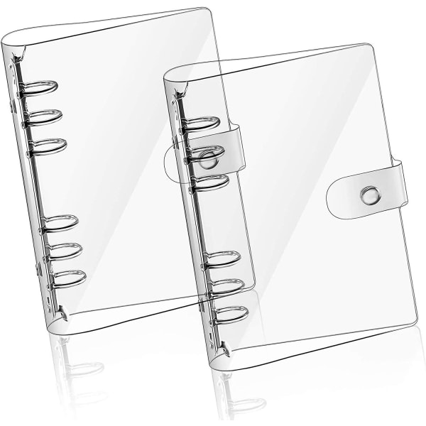 Mjukt Pvc Notebook- cover, påfyllningsbart papper Pvc-pärm, Lösblads-Personlig Planner Pärm (2st, Transparent)