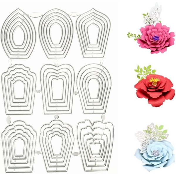 Blomsterstansar 9 Set Metallstansar Blomsterstansar Scrapbooking DIY Prägling Stansar För Hantverk Scrapbooking Stansar Fotoalbum
