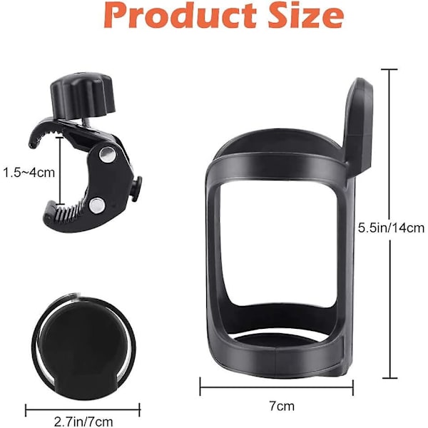 2-pak Vandflaskeholder til Cykel, Cykelkopholder, Cykelvandflaskeholder, Universal 360 Graders Rotation, Til Barnevogne, Mountainbike